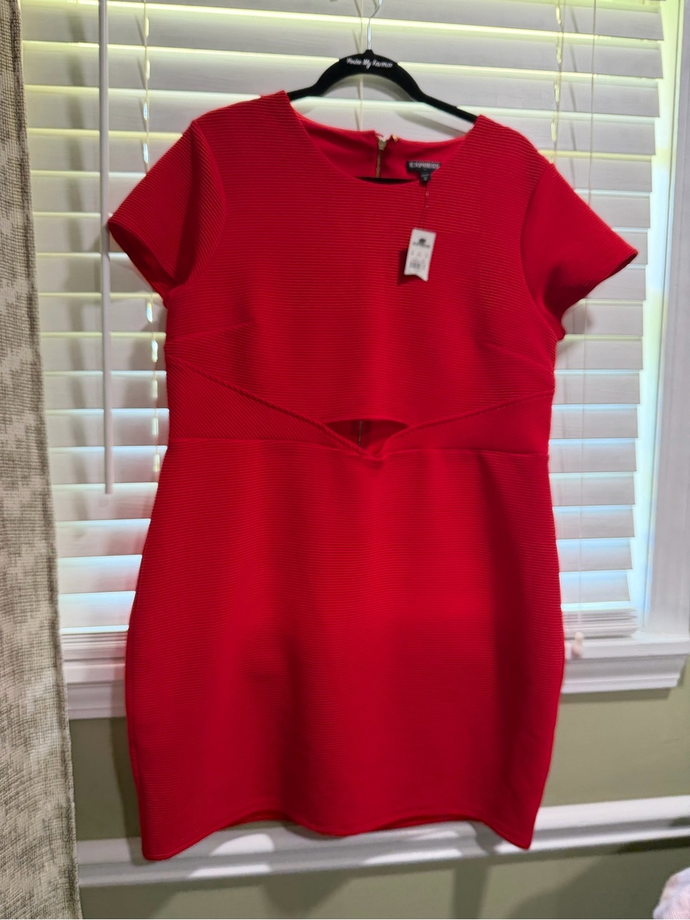 Express Red Short Sleeve Cutout Mini Dress